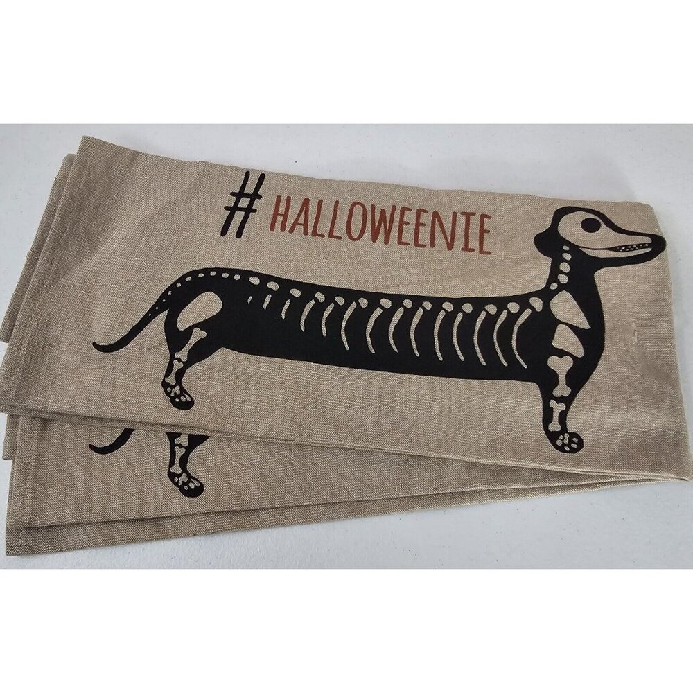 Ritz Cotton Dish Towels #Halloweenie Weiner Dog Skeleton Halloween Set of 2 NWT